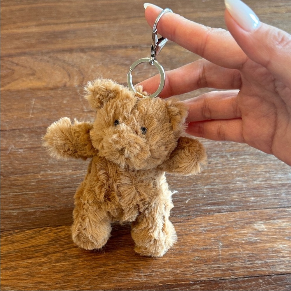 Cute Brown Teddy Bear Plush Bag Charm Soft Stuffed Keychain Backpack Accessory